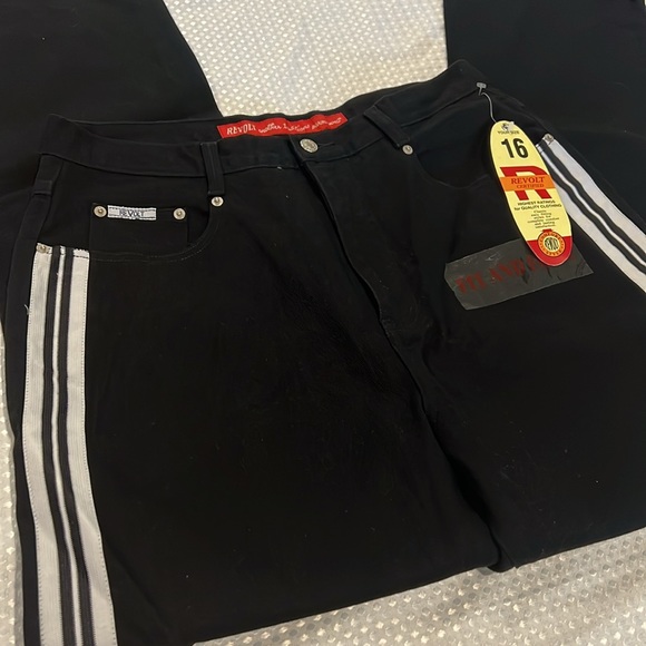 REVOLT BLACK WITH WHITE SPORT STRIPE JEANS 16 - Picture 3 of 5